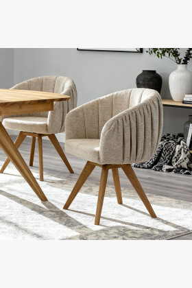 Dubové kresielko s područiami otočné sivé 2