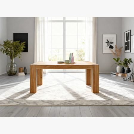 Masívny dubový jedálenský stôl 180×100 cm so 4 čalúnenými stoličkami