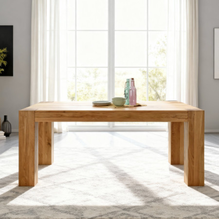 Masívny dubový jedálenský stôl 180×100 cm so 4 čalúnenými stoličkami