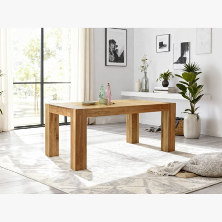 Masívny dubový jedálenský stôl 180×100 cm so 4 čalúnenými stoličkami