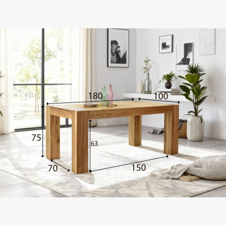 Masívny dubový jedálenský stôl 180×100 cm so 4 čalúnenými stoličkami