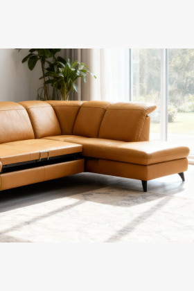 Luxusná kožená sedacia súprava Magma v tvare písmena U, otoman P 2