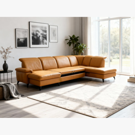 Luxusná kožená sedacia súprava Magma v tvare písmena U, otoman P