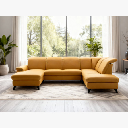 Luxusná kožená sedacia súprava Magma v tvare písmena U, otoman P