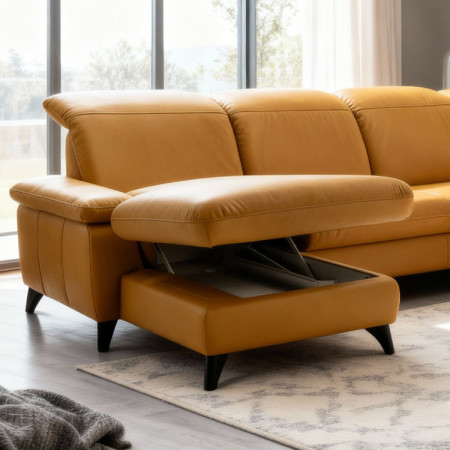 Luxusná kožená sedacia súprava Magma v tvare písmena U, otoman P