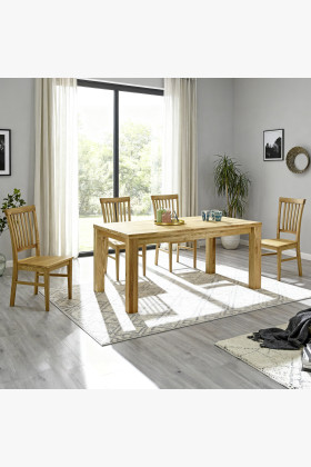 Dubová jedálenská zostava stôl 180 x 90 cm a 4 masívne stoličky