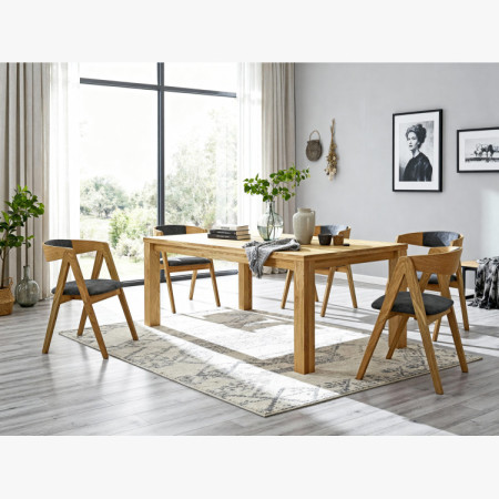 Dubová jedálenská zostava stôl a 4 čalúnené kresielka Maja grafitová