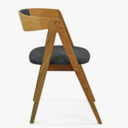 Dubová jedálenská zostava stôl a 4 čalúnené kresielka Maja grafitová