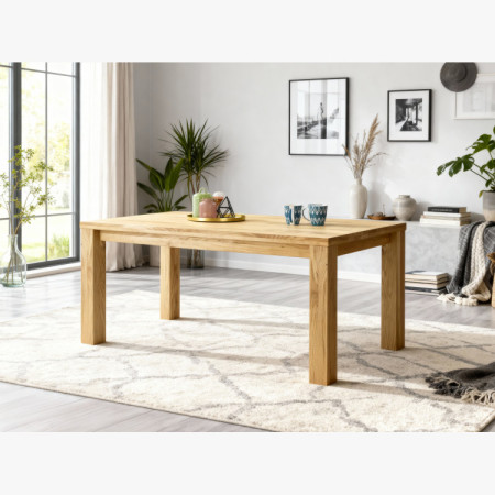 Dubová jedálenská zostava stôl 180x90 cm a 4 čalúnené stoličky sivé