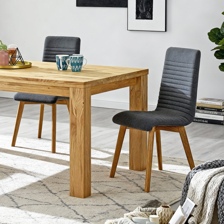 Dubová jedálenská zostava 180x90 cm a 4 stoličky tmavo šedé