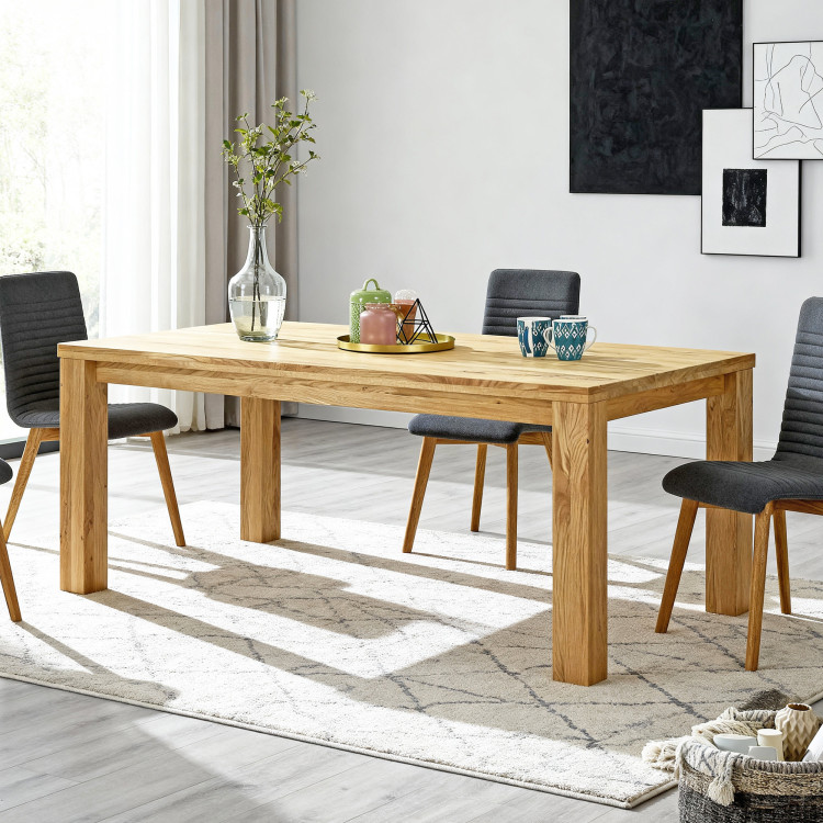 Dubová jedálenská zostava 180x90 cm a 4 stoličky tmavo šedé