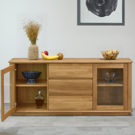 Prémiová dubová komoda s dvierkami a zásuvkami