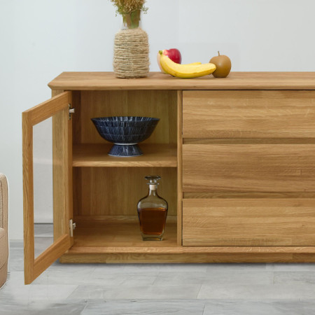 Prémiová dubová komoda s dvierkami a zásuvkami