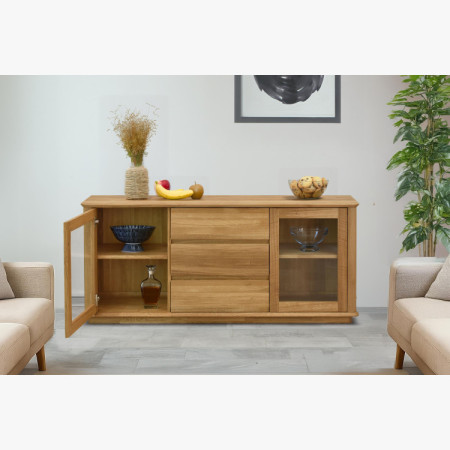 Prémiová dubová komoda s dvierkami a zásuvkami