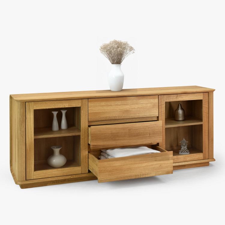 Prémiová dubová komoda s dvierkami a zásuvkami