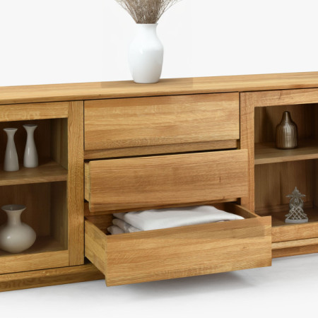 Prémiová dubová komoda s dvierkami a zásuvkami
