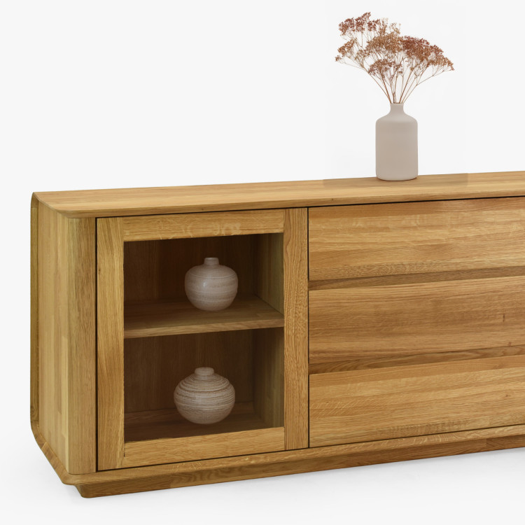 Prémiová dubová komoda s dvierkami a zásuvkami