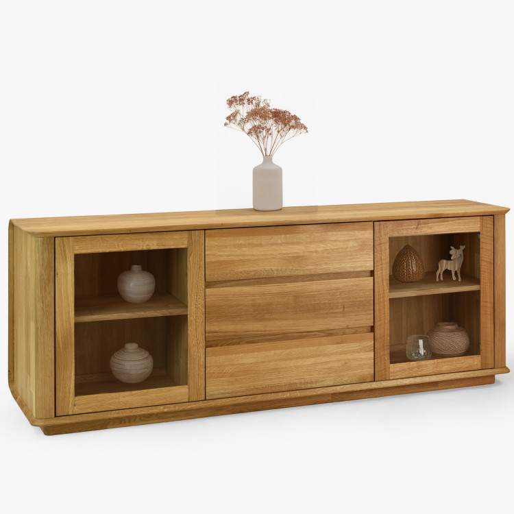 Prémiová dubová komoda s dvierkami a zásuvkami