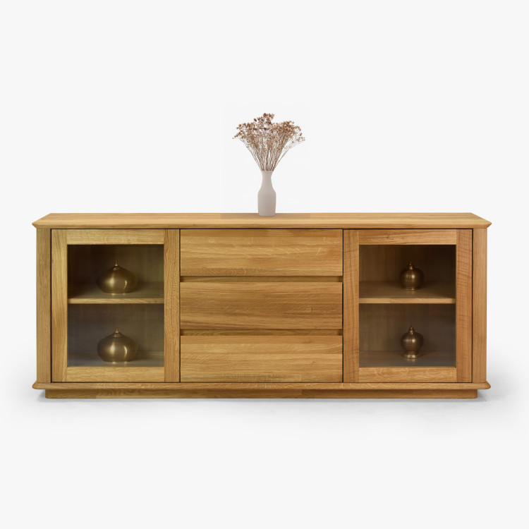 Prémiová dubová komoda s dvierkami a zásuvkami