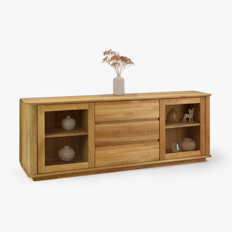 Prémiová dubová komoda s dvierkami a zásuvkami