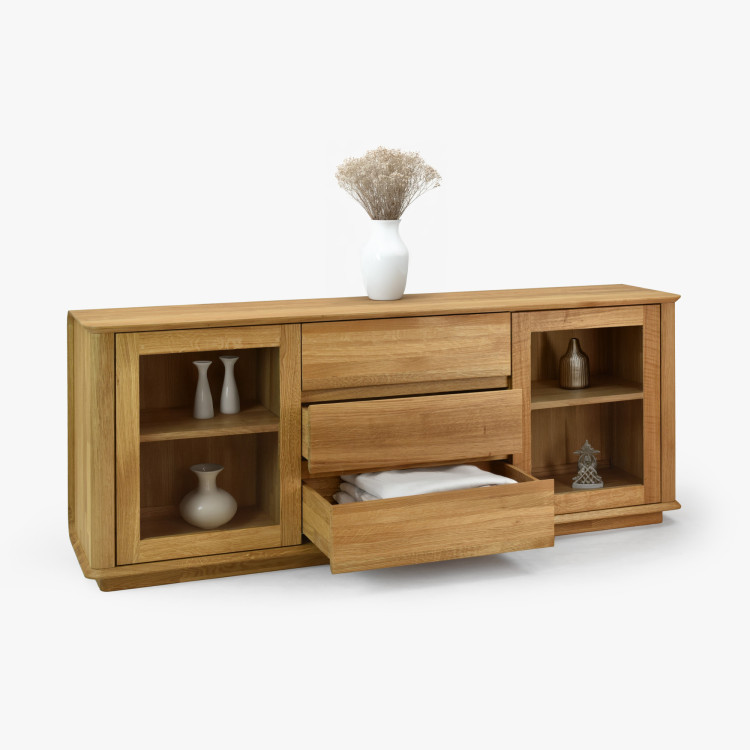 Prémiová dubová komoda s dvierkami a zásuvkami