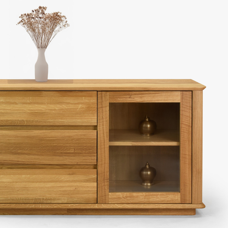 Prémiová dubová komoda s dvierkami a zásuvkami