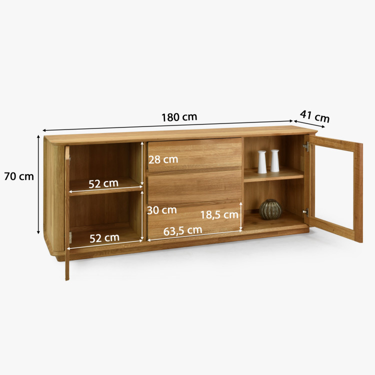 Prémiová dubová komoda s dvierkami a zásuvkami