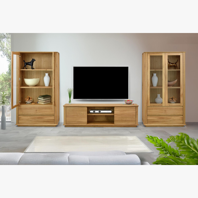 Prémiová dubová komoda s dvierkami a zásuvkami