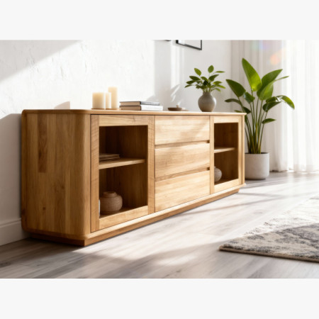 Prémiová dubová komoda s dvierkami a zásuvkami