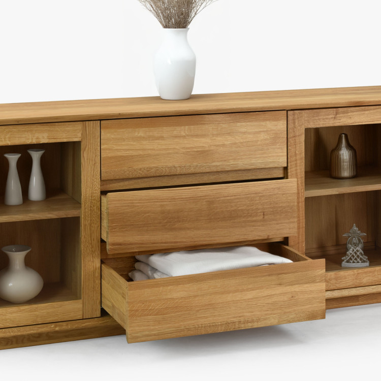 Prémiová dubová komoda s dvierkami a zásuvkami
