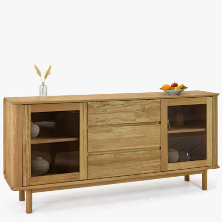 Prémiová dubová komoda s dvierkami a zásuvkami