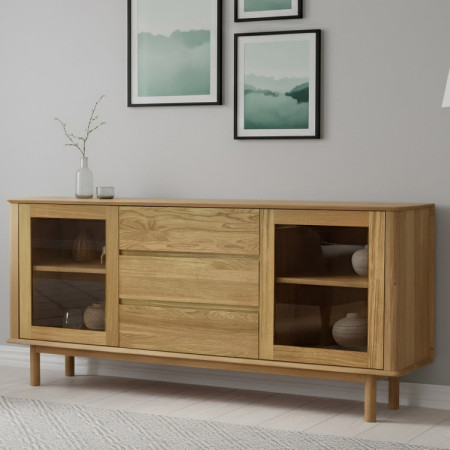 Prémiová dubová komoda s dvierkami a zásuvkami