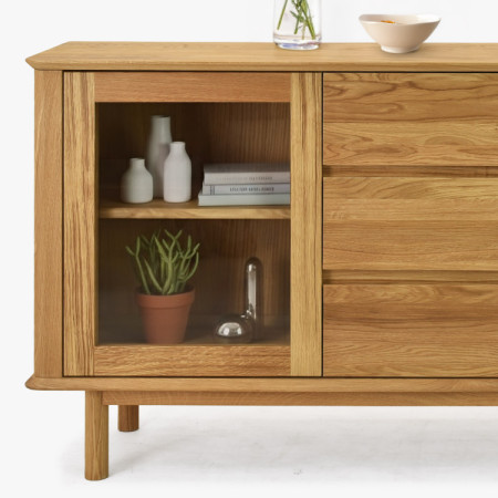 Prémiová dubová komoda s dvierkami a zásuvkami