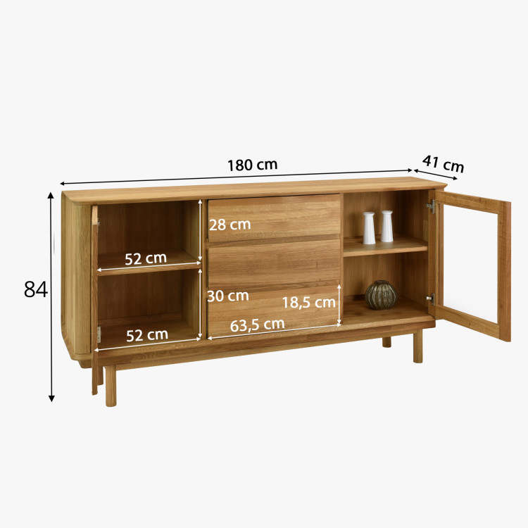 Prémiová dubová komoda s dvierkami a zásuvkami