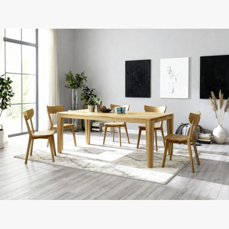 Jídelní sestava z dubového masivu – stôl York a drevená stolička Eva