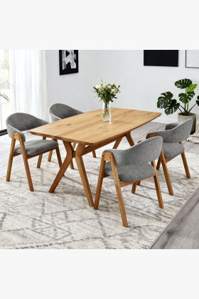 Dubový jedálenský stôl oválny 180 × 90 cm a stoličky Arco