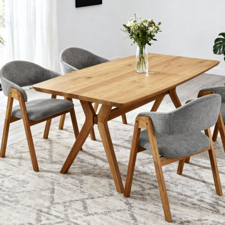 Dubový jedálenský stôl oválny 180 × 90 cm a stoličky Arco