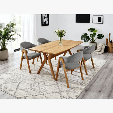 Dubový jedálenský stôl oválny 180 × 90 cm a stoličky Arco