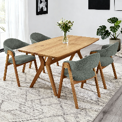 Dubový jedálenský stôl oválny 180 × 90 cm a stoličky Arco matné