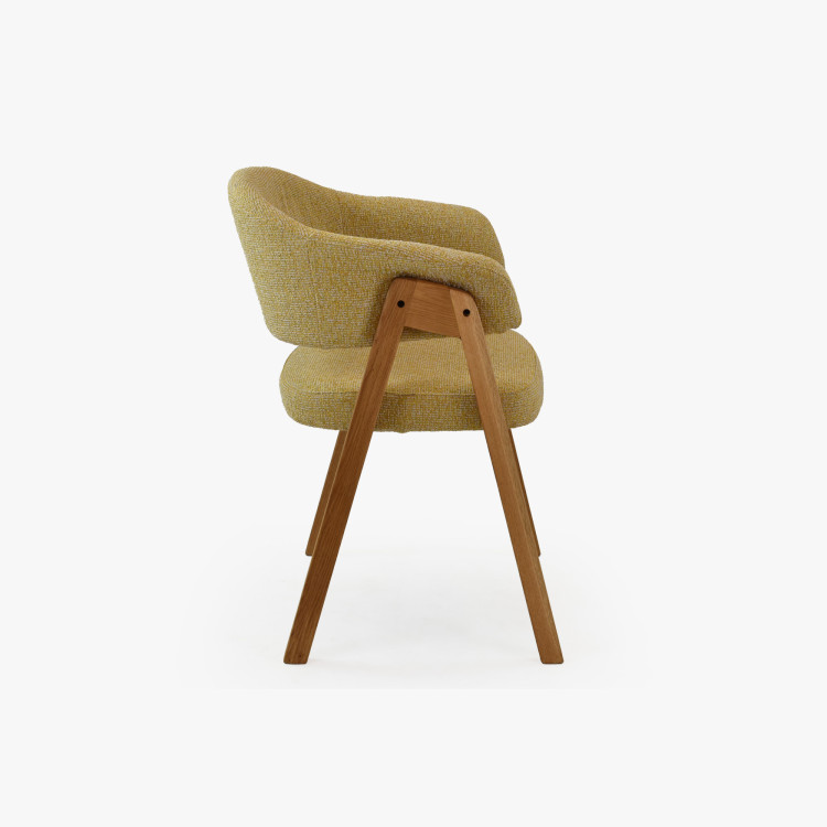 Dubový jedálenský stôl oválny 180 × 90 cm a žltá stolička Mona