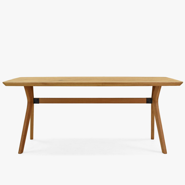 Dubový jedálenský stôl oválny 180 × 90 cm a žltá stolička Mona