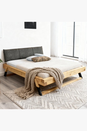 Drevená posteľ masív 160x200 cm Josef s tmavozeleným čelom