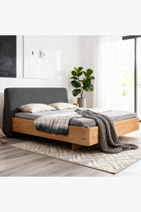 Dubová posteľ s čalúneným čelom 180 x 200