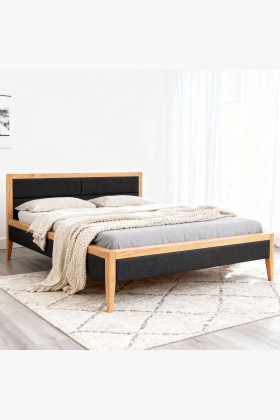 Posteľ z dubového dreva s látkovým čalúnením 180x200 cm