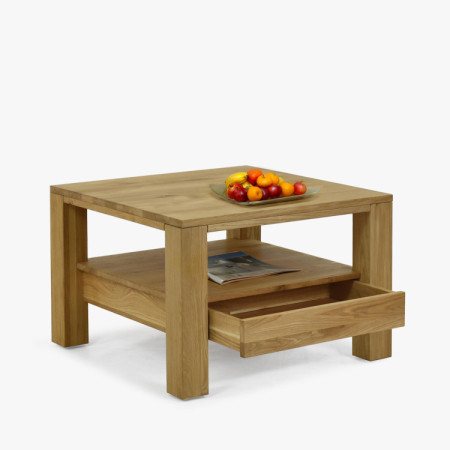 Drevený dubový konferenčný stolík s policou