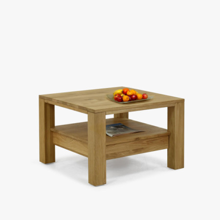 Drevený dubový konferenčný stolík s policou