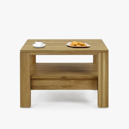 Drevený dubový konferenčný stolík s policou