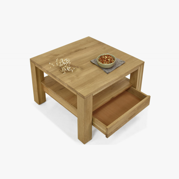 Drevený dubový konferenčný stolík s policou