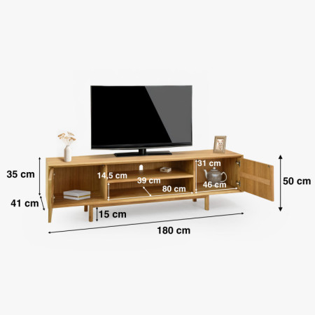 Dubová televízna komoda na nožičkách 180 cm, Oslo II