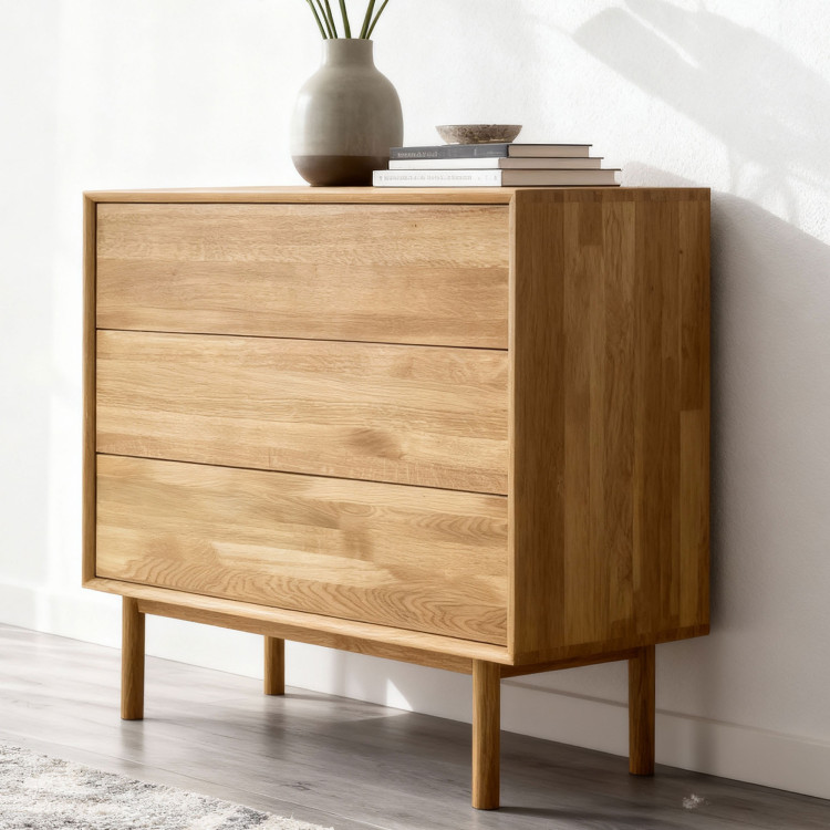 Dubová komoda so zásuvkami Oslo II na nožičkách